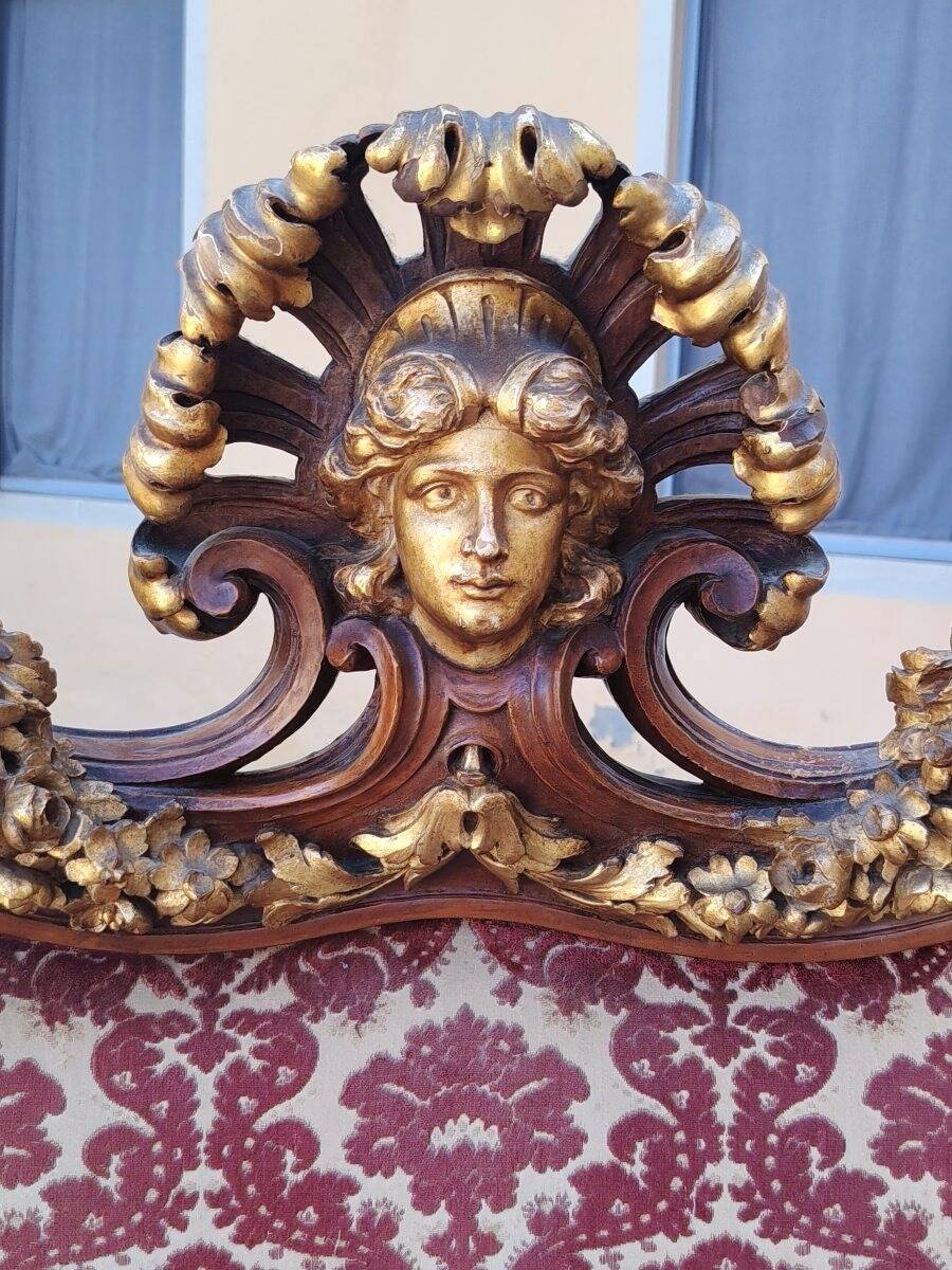 Un trône ou fauteuil d'apparat imposant , en bois sculpté XIX siecle
