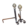 Pair of iron and brass andirons