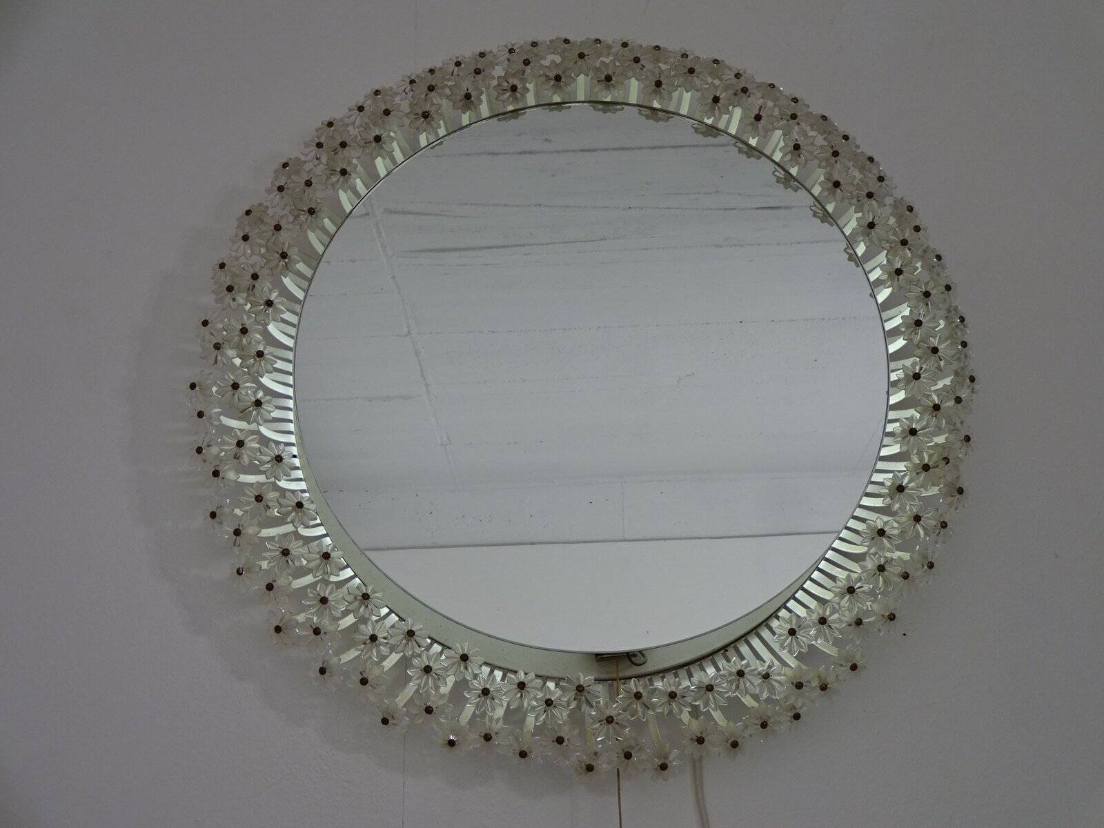 Austrian Illuminated Flower Mirror, 1960s