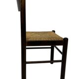 Set of 4 dark brown wooden chairs 70s minimalist design