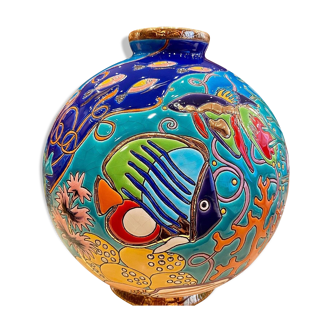 Vase ball Enamels of Longwy