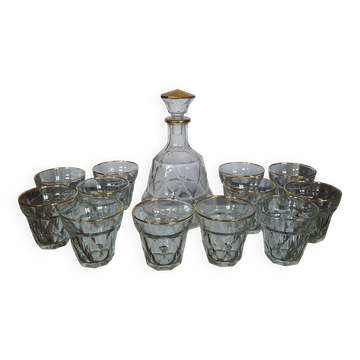 Bvb france regd 1950 glass wine glass and carafe set.