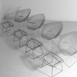 Rare Bertoia diamond chairs with ottoman for Knoll International, 1970s