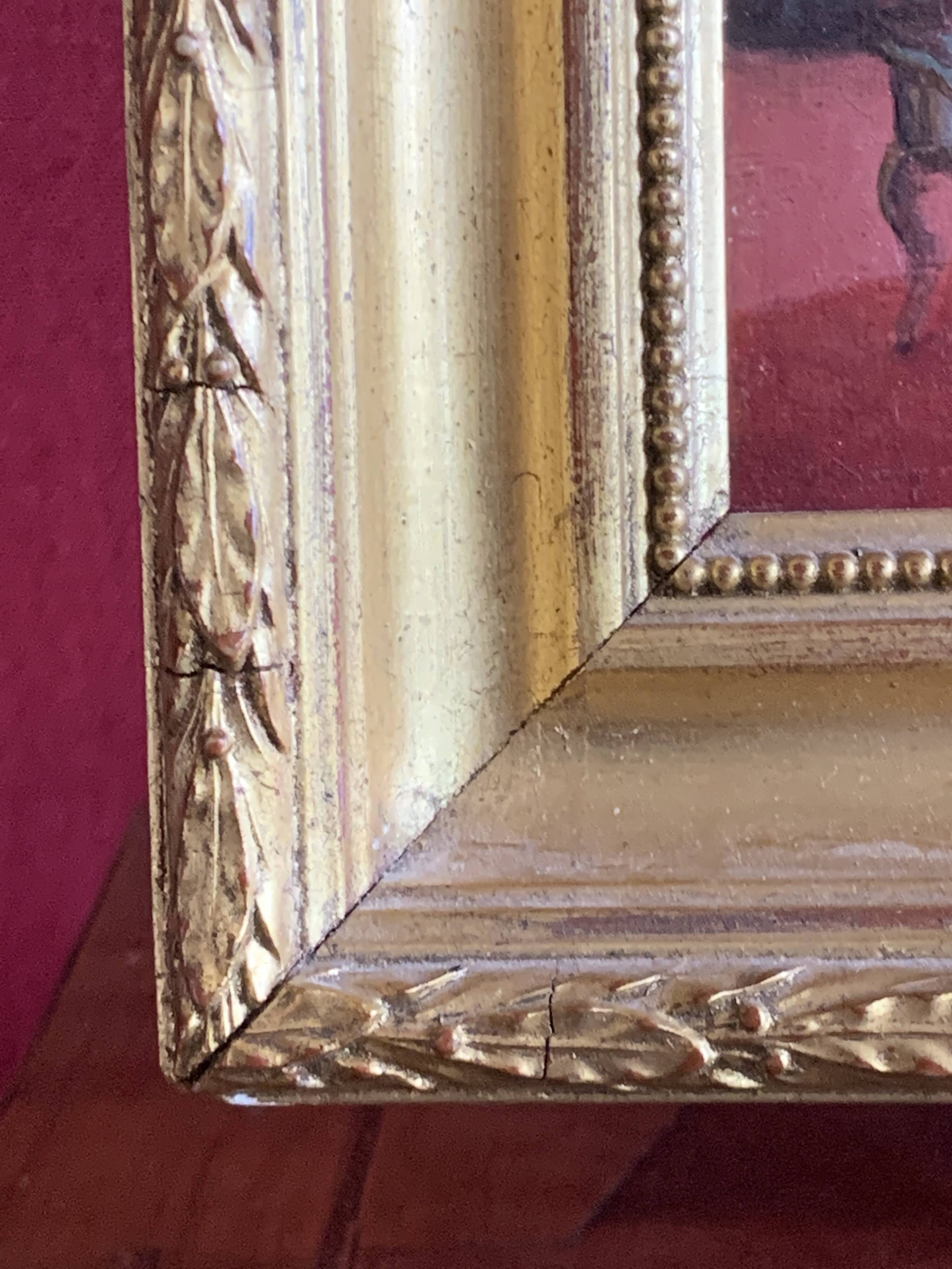 Interior Scene. Oil On Panel 19th Century