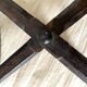 Folding slatted wooden stool