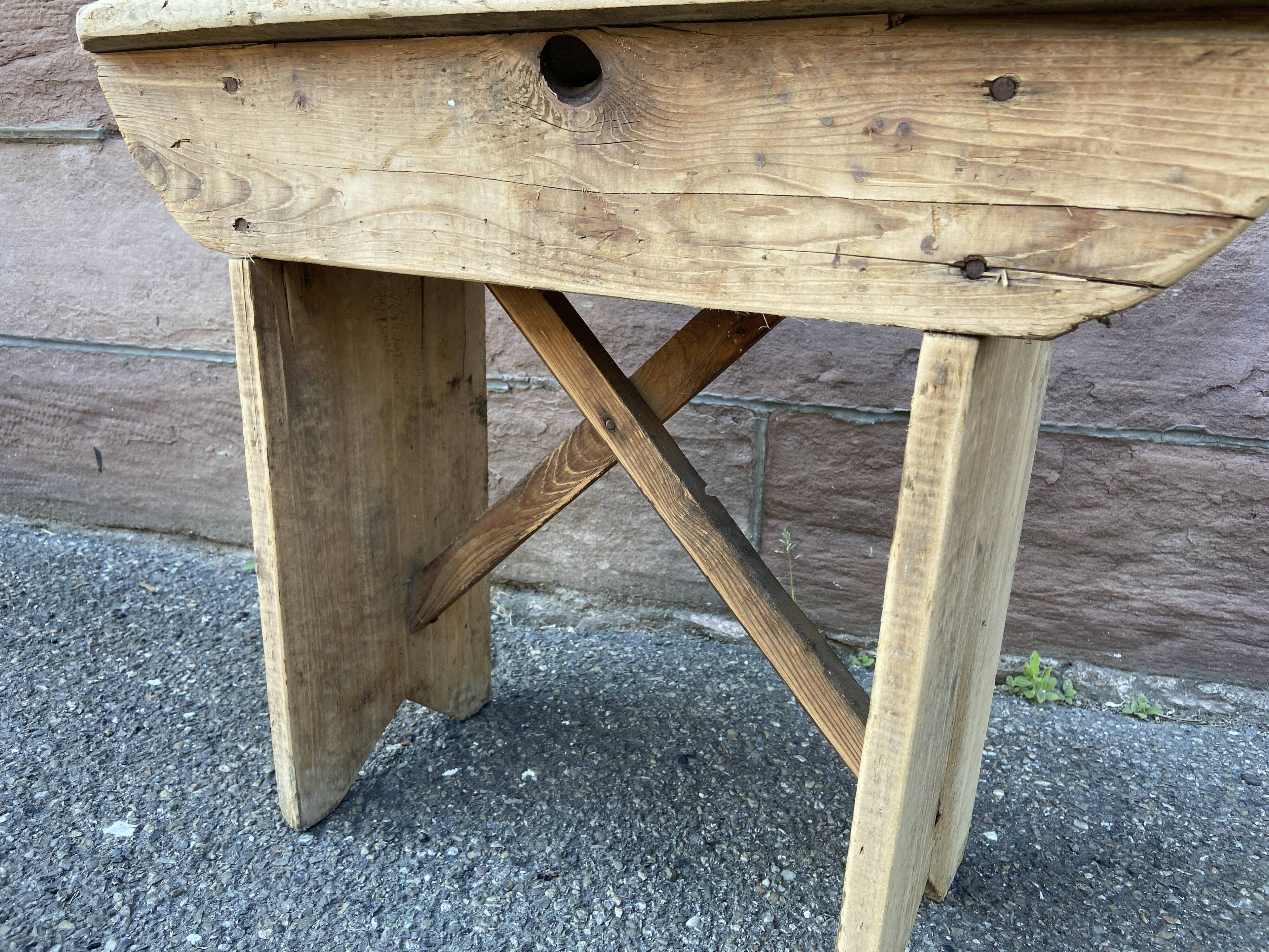 Farmhouse bench made of natural fir 1930s