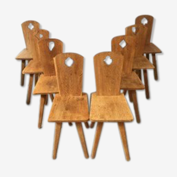 Series of 8 brutalist chairs around 1950