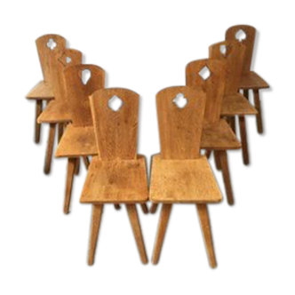Series of 8 brutalist chairs around 1950