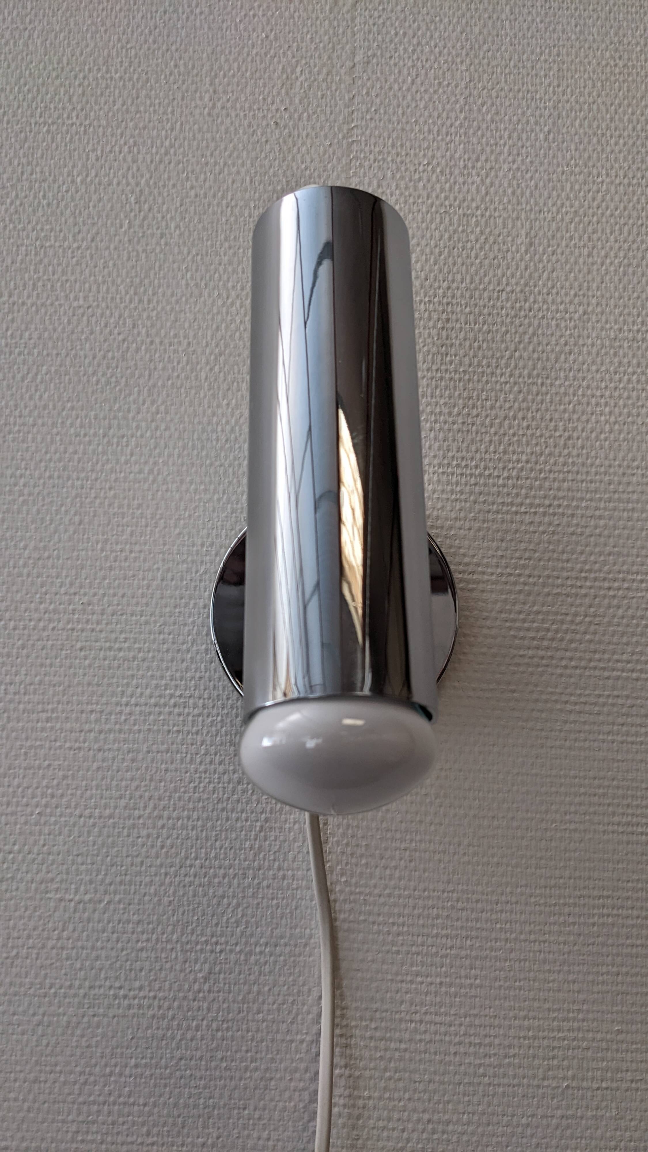 Modernist chrome metal wall light, France circa 1970.