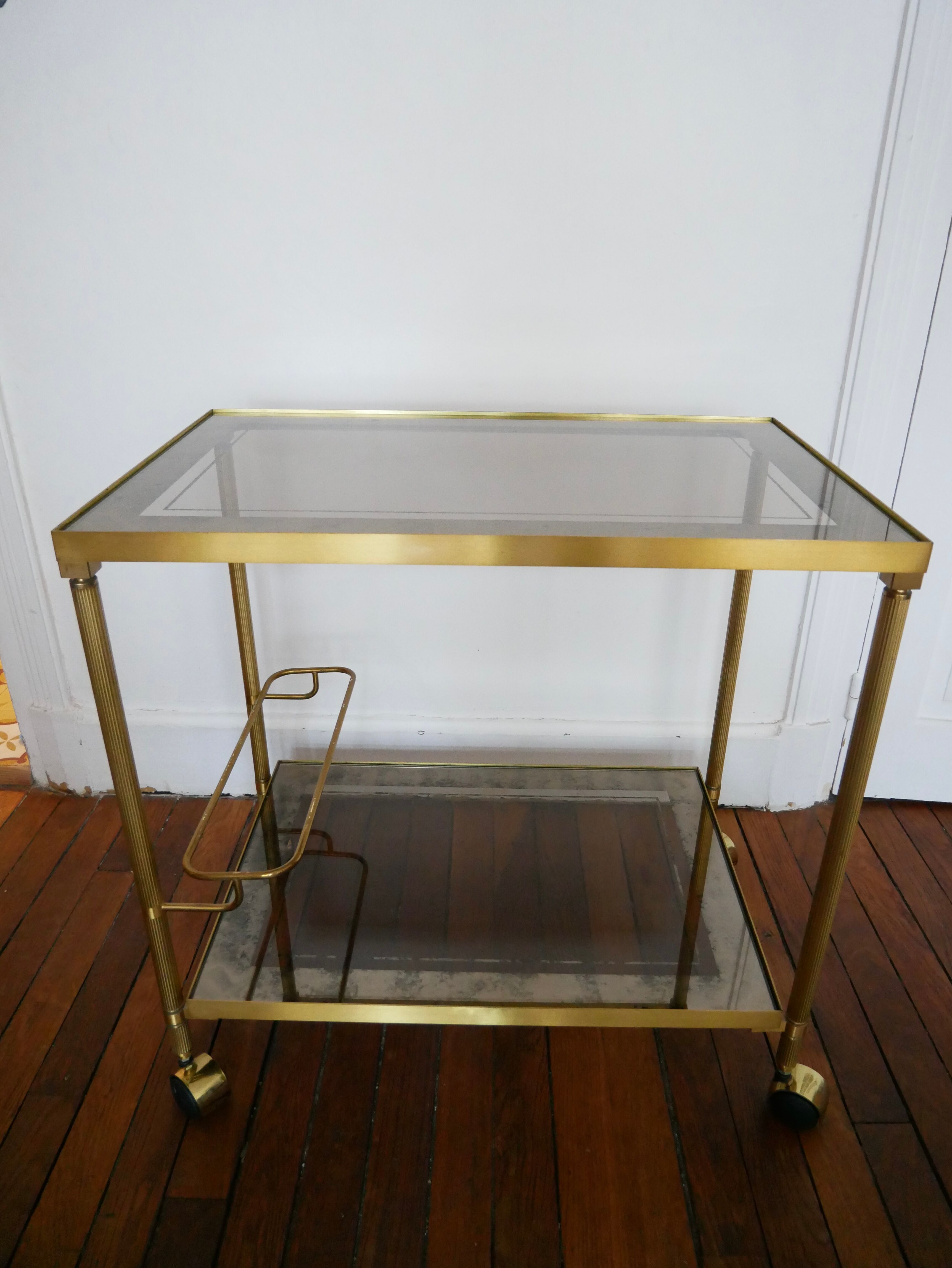 Dessert/bar on brass and glass wheels