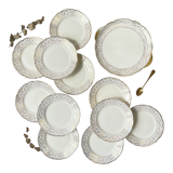 Villeroy & Boch dessert service in white porcelain golden flowers