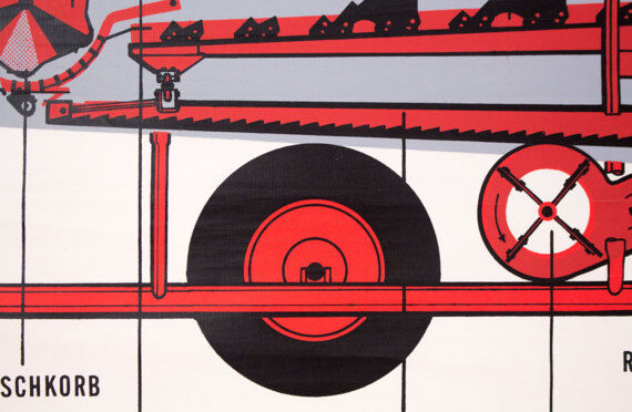 Wall poster of a combine harvester 1968 school