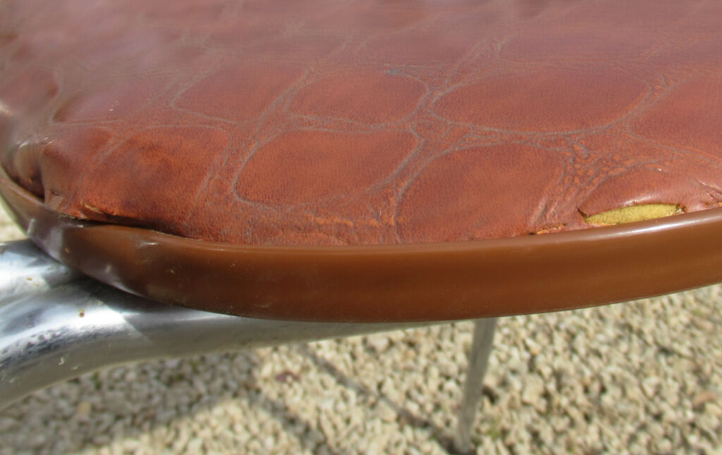 Suite of 4 skai and chrome chairs (total 5 chairs)