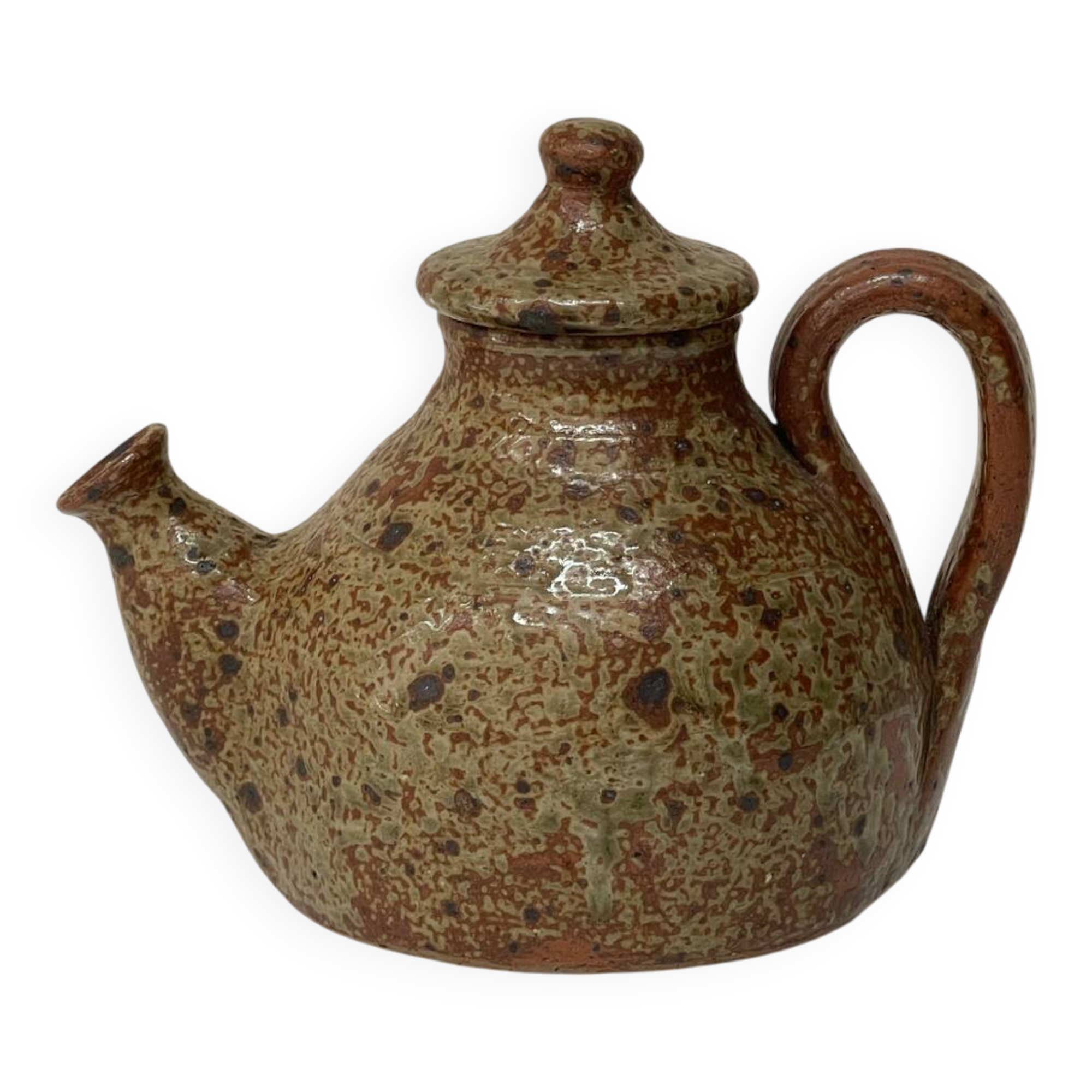 Vintage glazed ceramic sculptural teapot from the 1970s.
