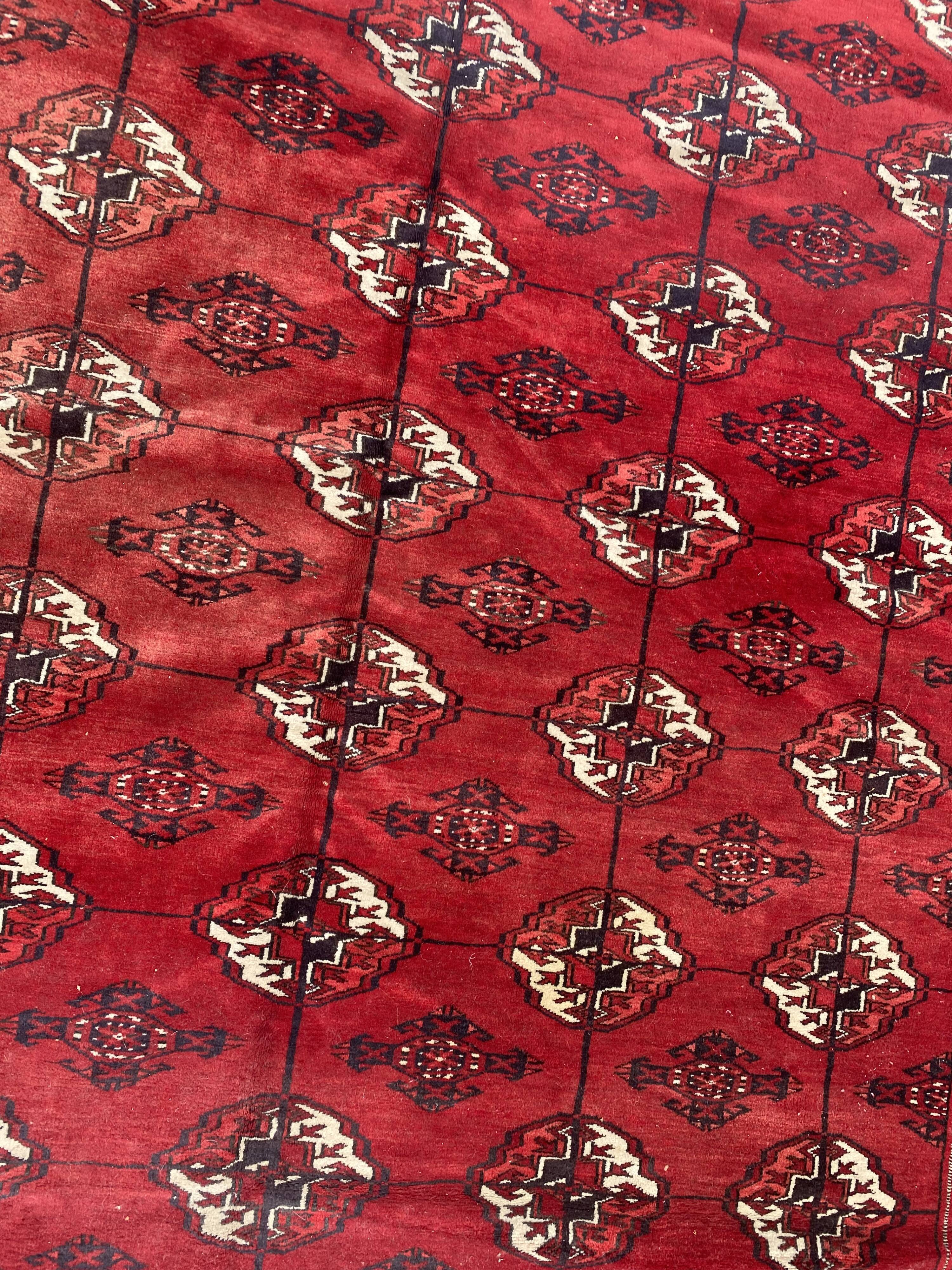 Nice big vintage carpet Bokhara handmade 200x282 cm