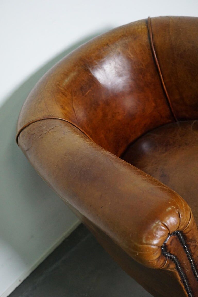 Vintage club chair in cognac leather Netherlands