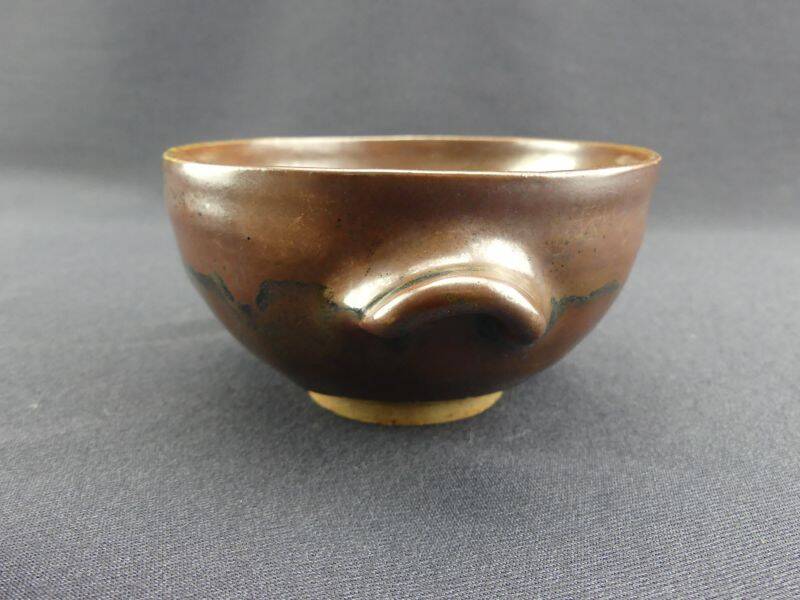 Pair of vintage glazed stoneware bowls signed MJB