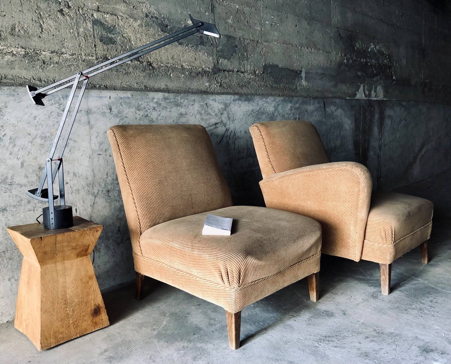 Armchair in wood and beige fabric, France 1940