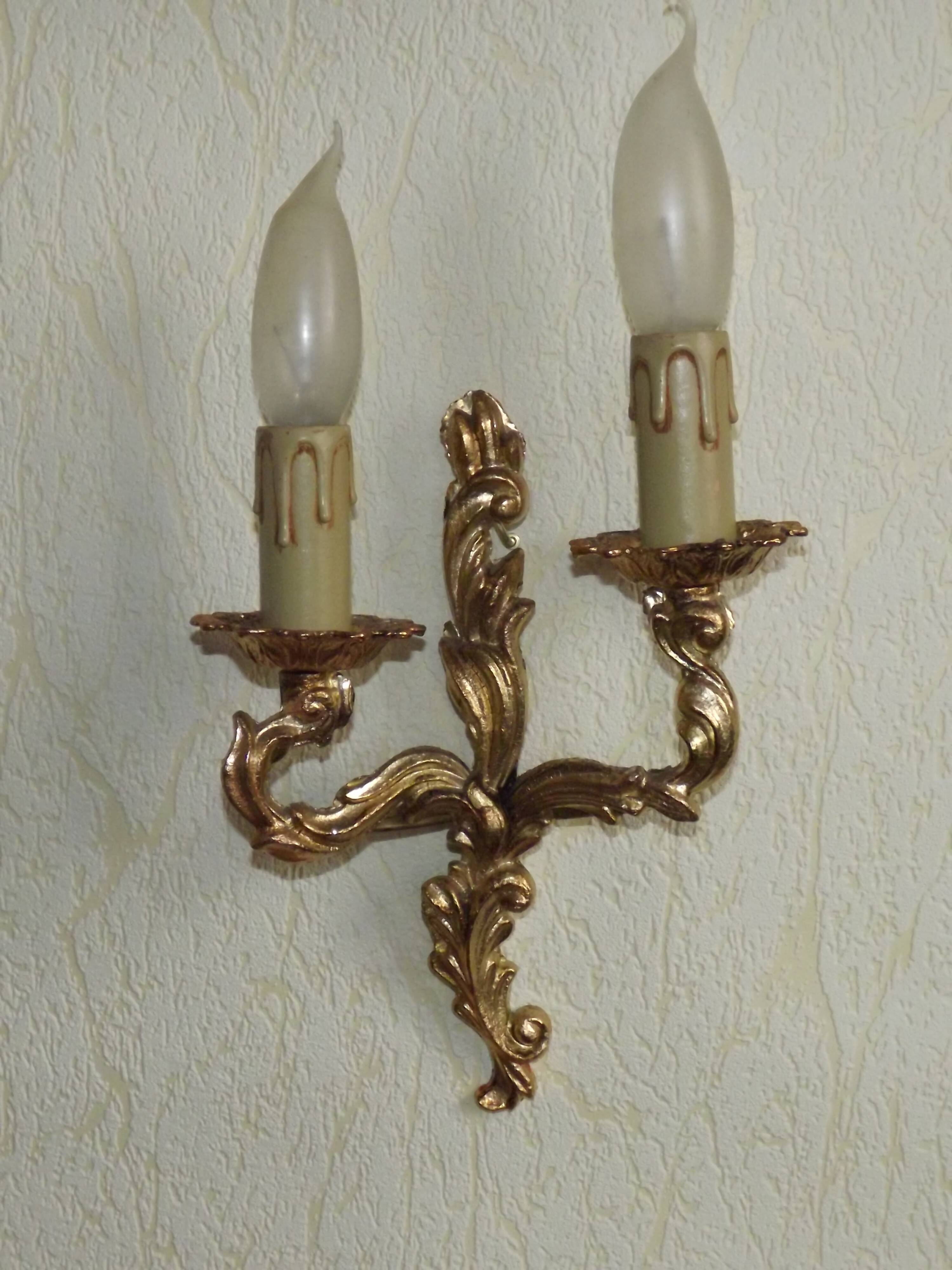 Brass wall lights.