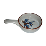 Ceramic frying pan blue and brown flowers