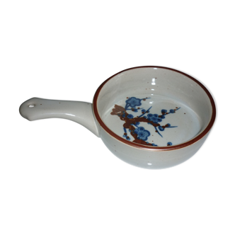 Ceramic frying pan blue and brown flowers