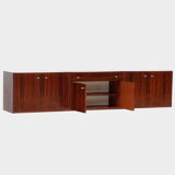 Rosewood wall mounted floating sideboard / TV cabinet / bookcase wall system unit, 1960s
