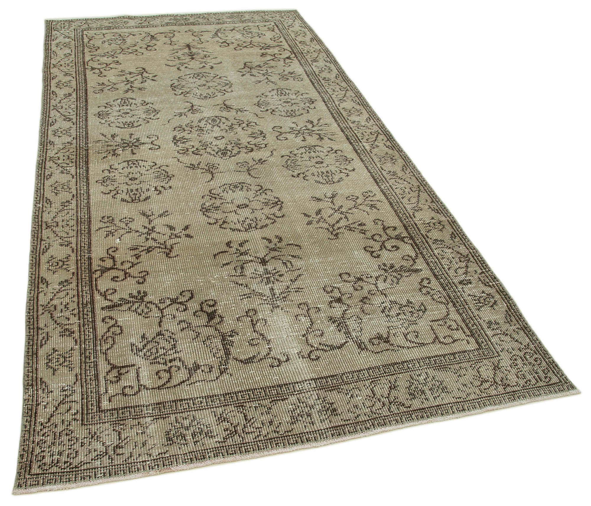 Handwoven anatolian beige carpet 140 cm x 275 cm