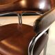 Pair of vintage armchairs, cognac leather and chrome steel 1970
