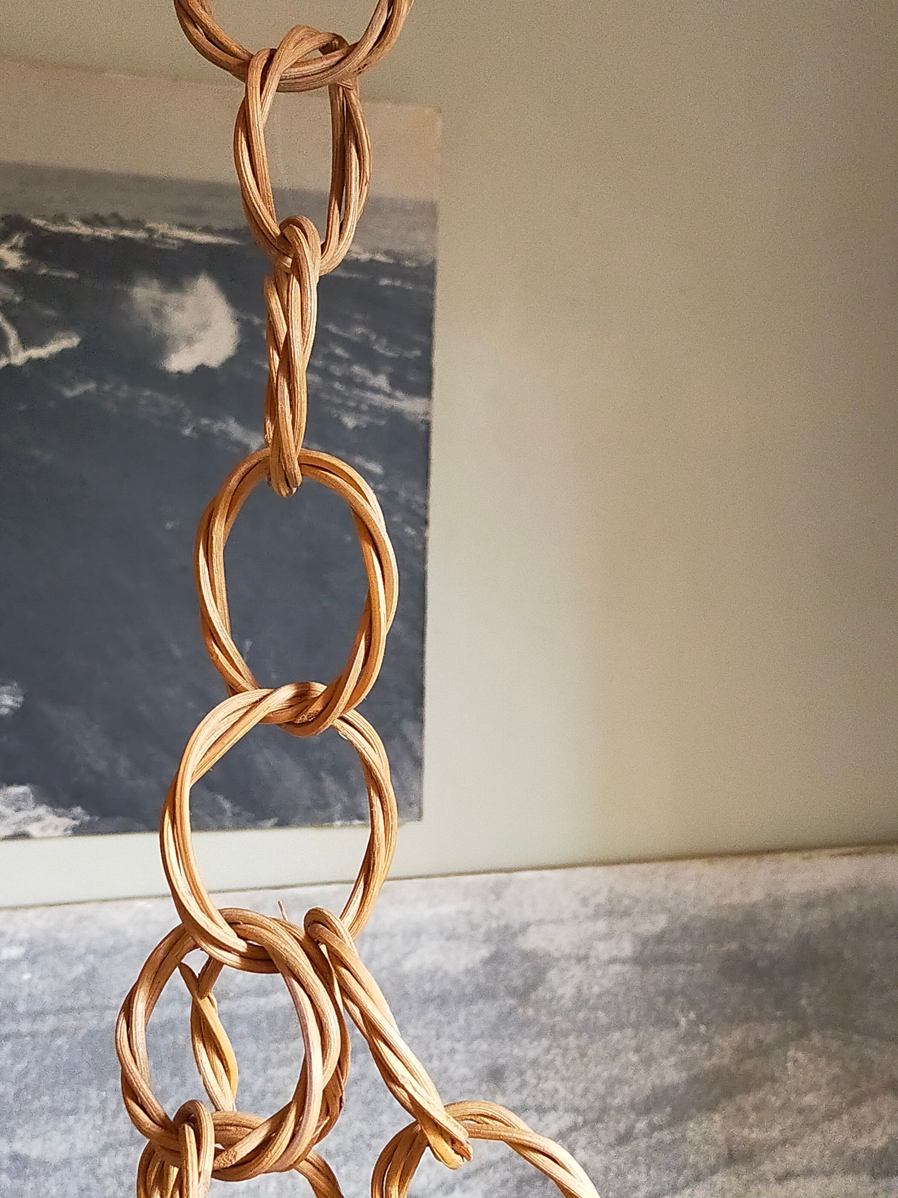 Lampshade suspension vintage wicker ball and natural string