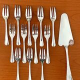 Christofle boréal, 12 cake forks, pie server, cake service with box