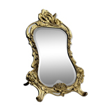 Art Deco style gilded bronze mirror with beveled glass H40cm
