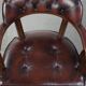 Set of two brown cowhide leather Chesterfield dining chairs
