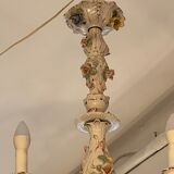 Large 19th century chandelier in Italian Capodimonte porcelain, floral decoration