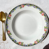 8 Digoin opaque porcelain soup plates with floral pattern "3984" ~
