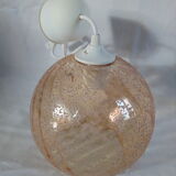 Hanging lamp globe ball in granular amber glass