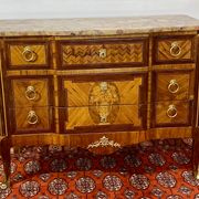 Chest of drawers Transition Style Louis XV marquetry and bronze