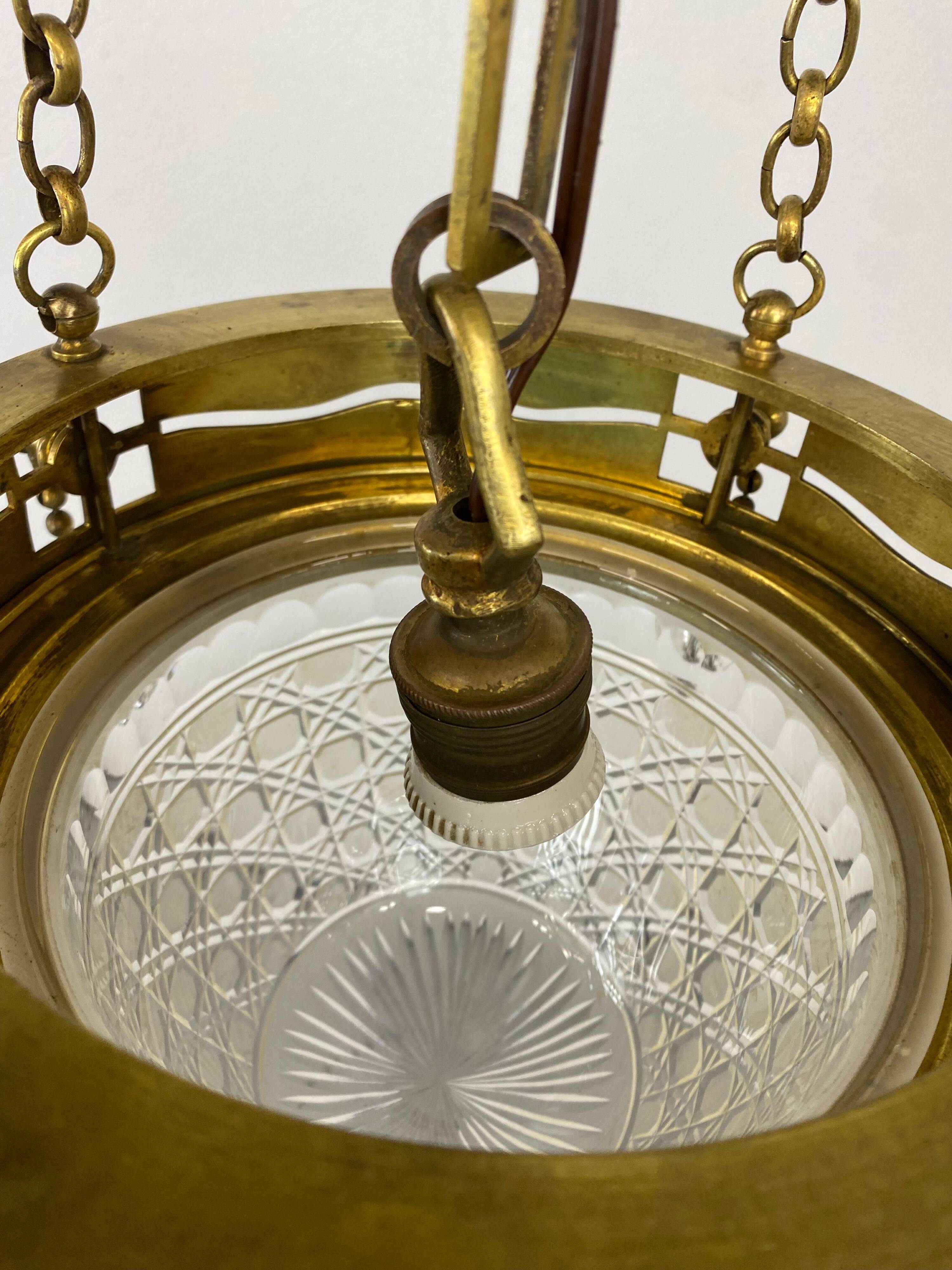 Suspended brass art from the Vienna Secession by Kolo Moser.