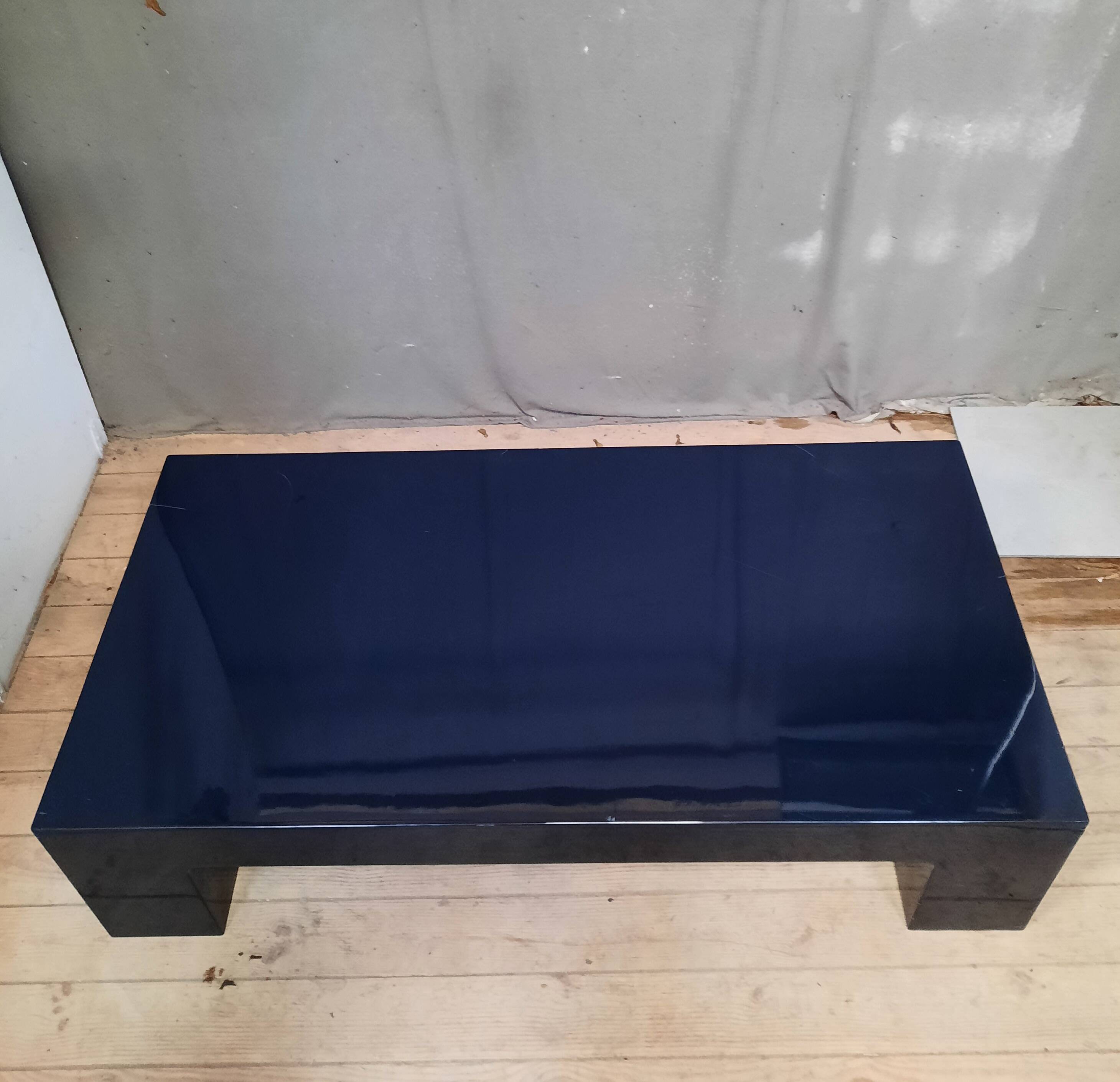 Blue lacquered coffee table
