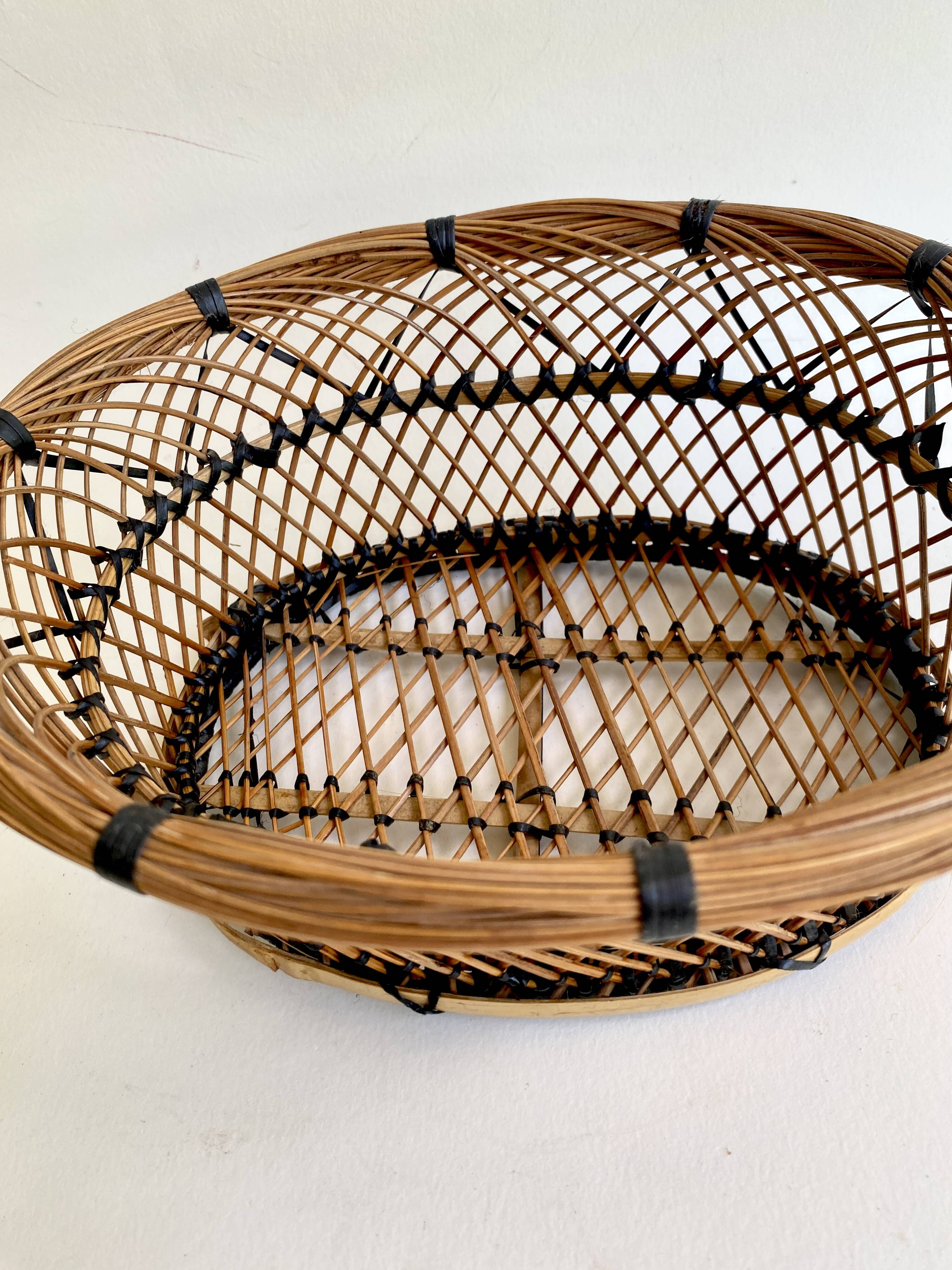 Mid-century woven fiber basket