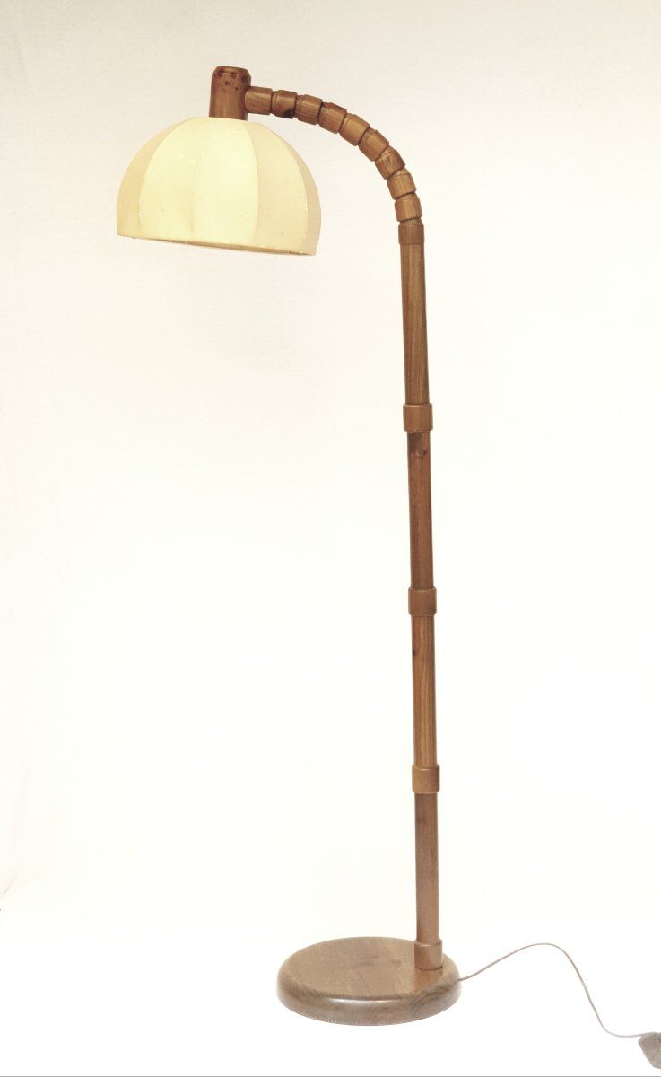 Solid wood floor lamp Solbackens Svaveri Sweden 1970s