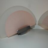 Pair appliques glass metal half-moon diva Enzio Didone arteluce circa 1980