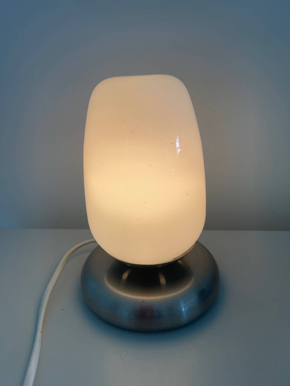 Lampe verre et chrome