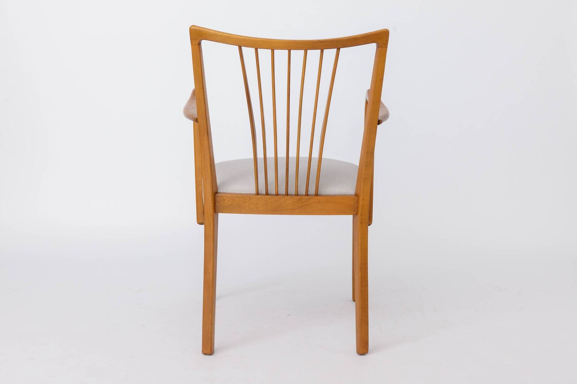 Vintage 1950s German Armchair | Solid Beech Wood | Newly Upholstered Chair