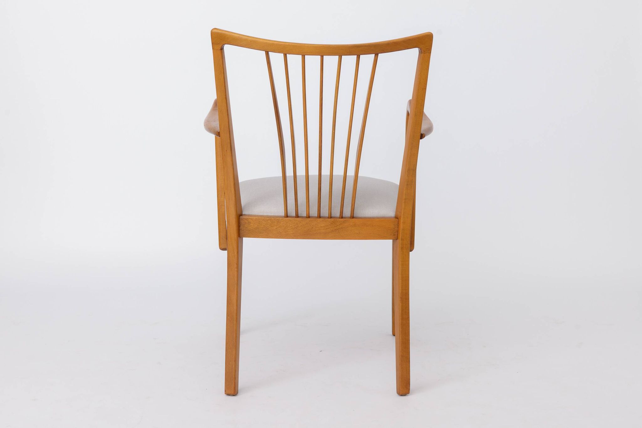 Vintage 1950s German Armchair | Solid Beech Wood | Newly Upholstered Chair