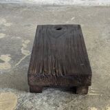 Small stool, black solid teak accent stool wabi-sabi L30 W8.5 H6.