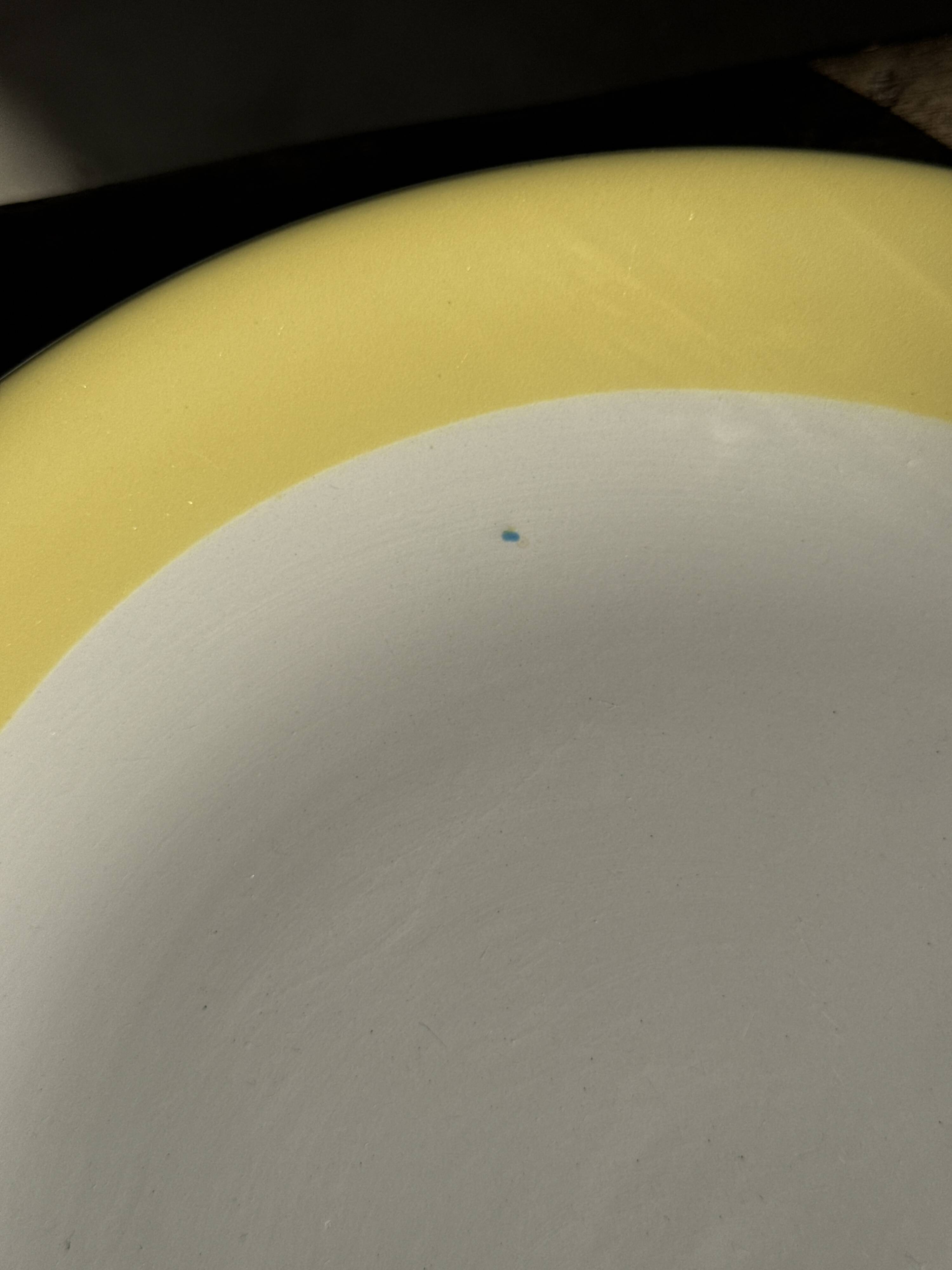 Set of 2 large plates with yellow rim, brand 12.