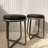 Pair of metal and leather stools