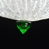 Charming Italian green Murano glass ceiling fixture, Murano, 1970