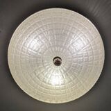 Large vintage Lucien Gau crystal and brass ceiling light