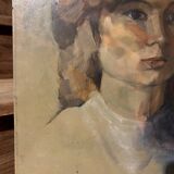 Ancienne peinture à l'huile sur bois, portrait